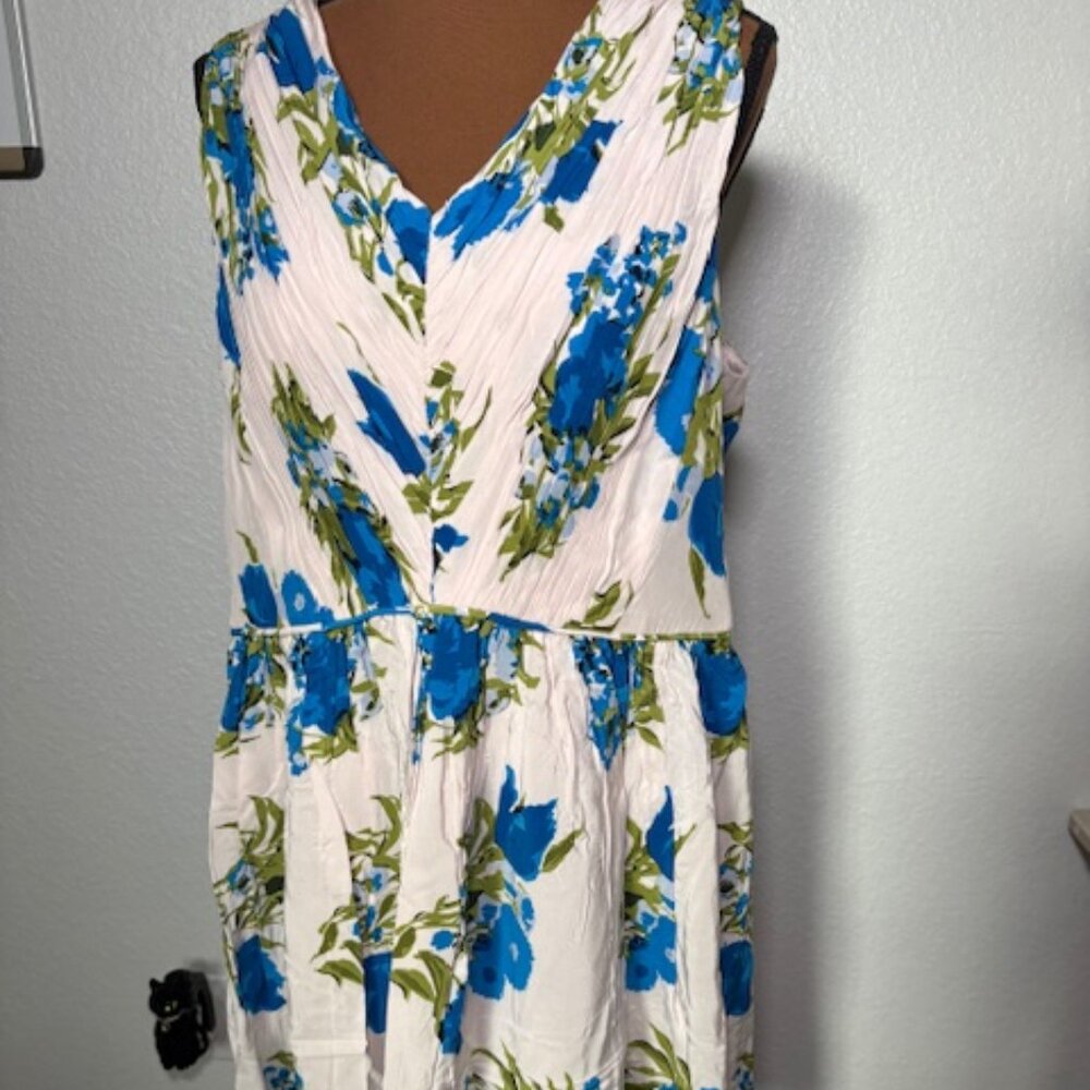 Boden Blue Floral Midi Dress – Size 16R
